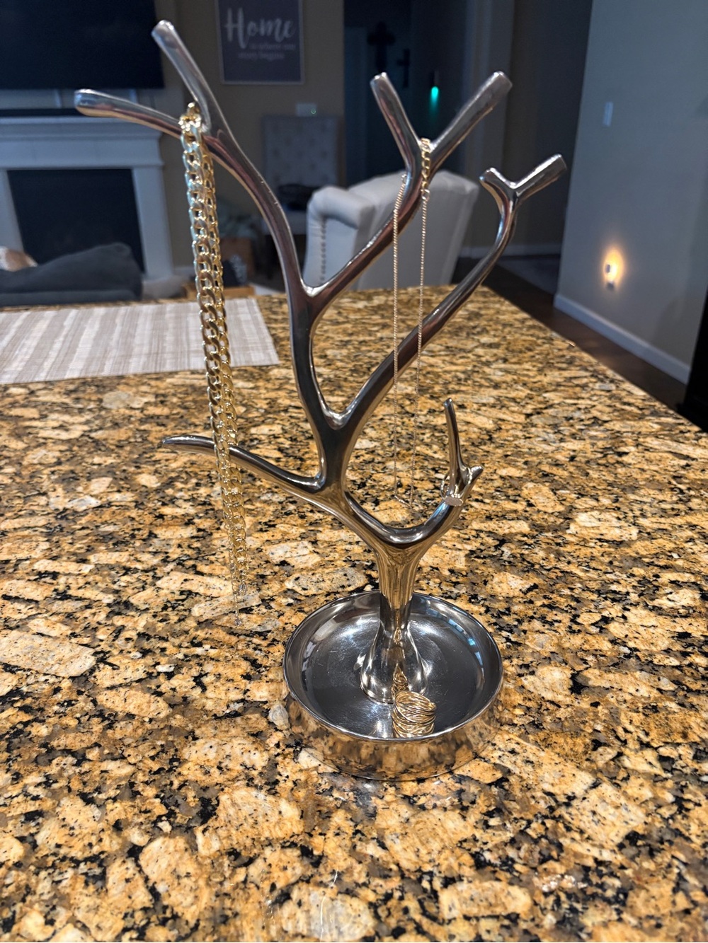 Silver Metal Jewelry Tree Stand - Elegant Branch Design - Picture 2 of 7